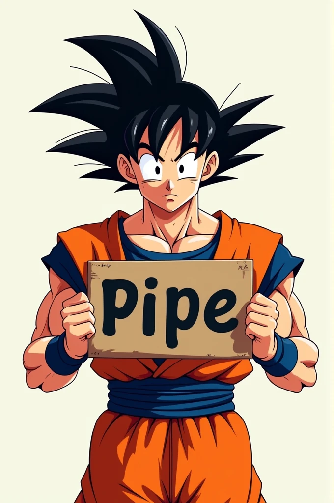 A picture of Goku with a sign that says Pipe