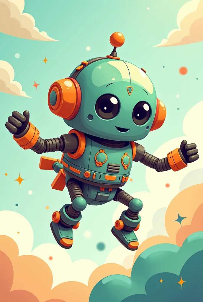 CREATE A FLYING 2D ROBOT DRAWING FOR KIDS