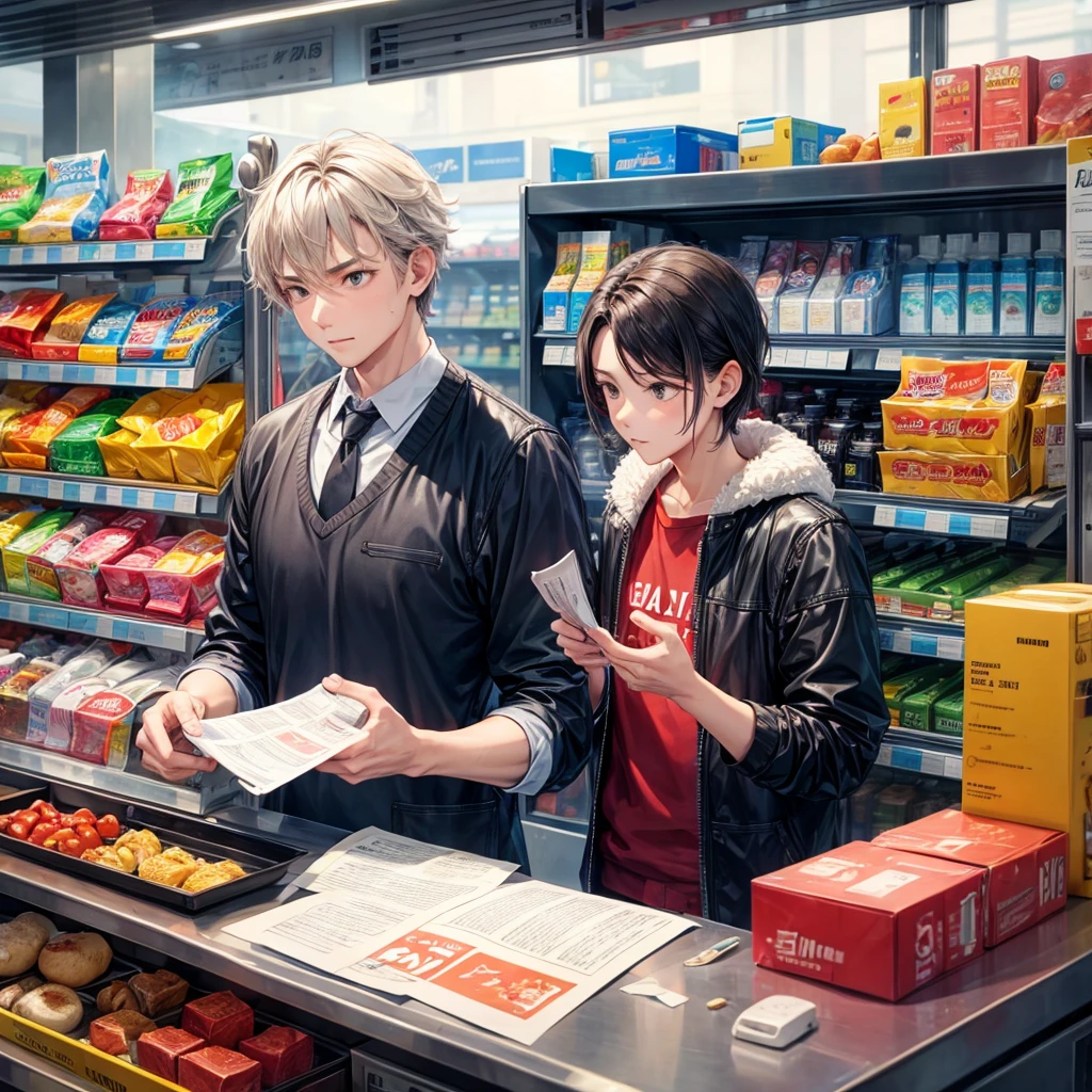 Man paying a minimarket cashier 