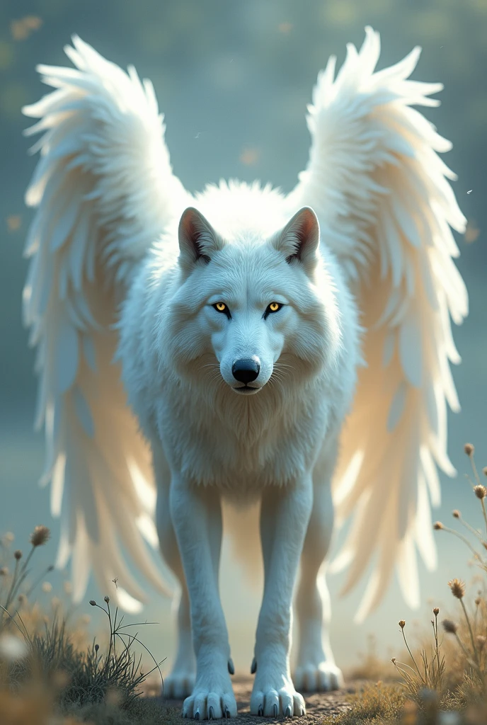 White Werewolf with angel wings