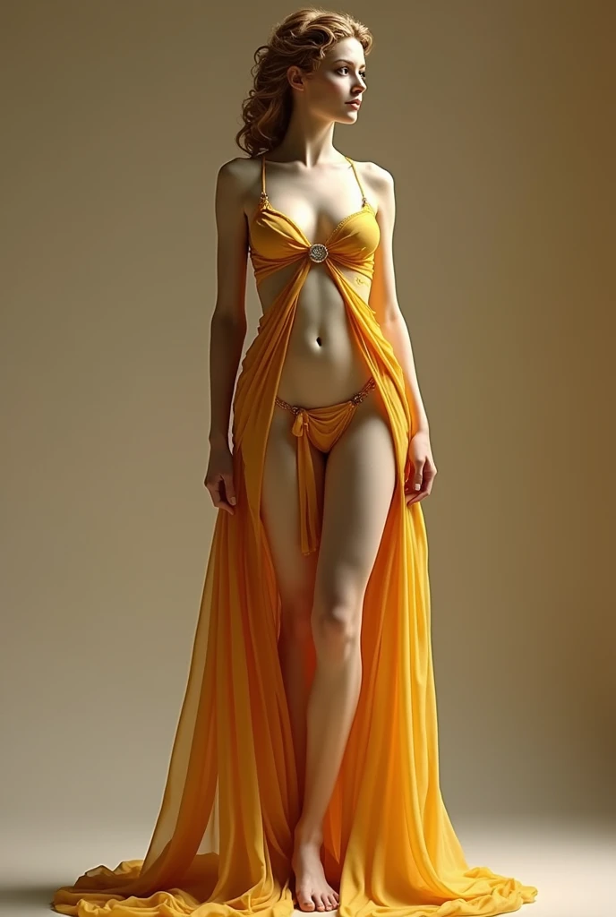goddess athena, sheer chiffon dress, Golden colour, perfect body, Elegant skirt with leg slit, protruding nipples, showing vagina over skirt, Big ass naked (masterpiece, high quality, Best Quality:1.3), extremely detailed, extremely intricate, photorealistic.