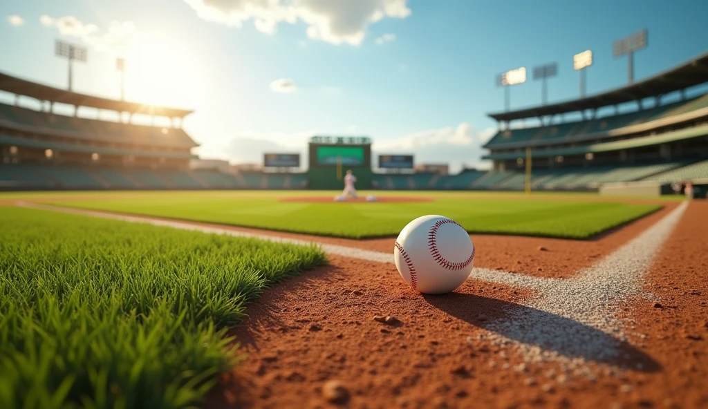 Baseball field without characters, with a slight movement as if someone was in the scene hitting back