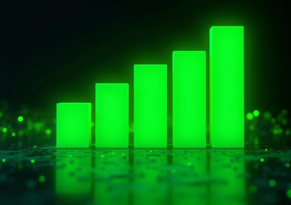 Flashy green financial bar chart image