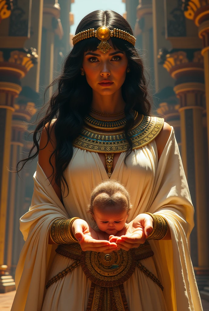 Queen Cleopatra with a man in the palm of her hand
