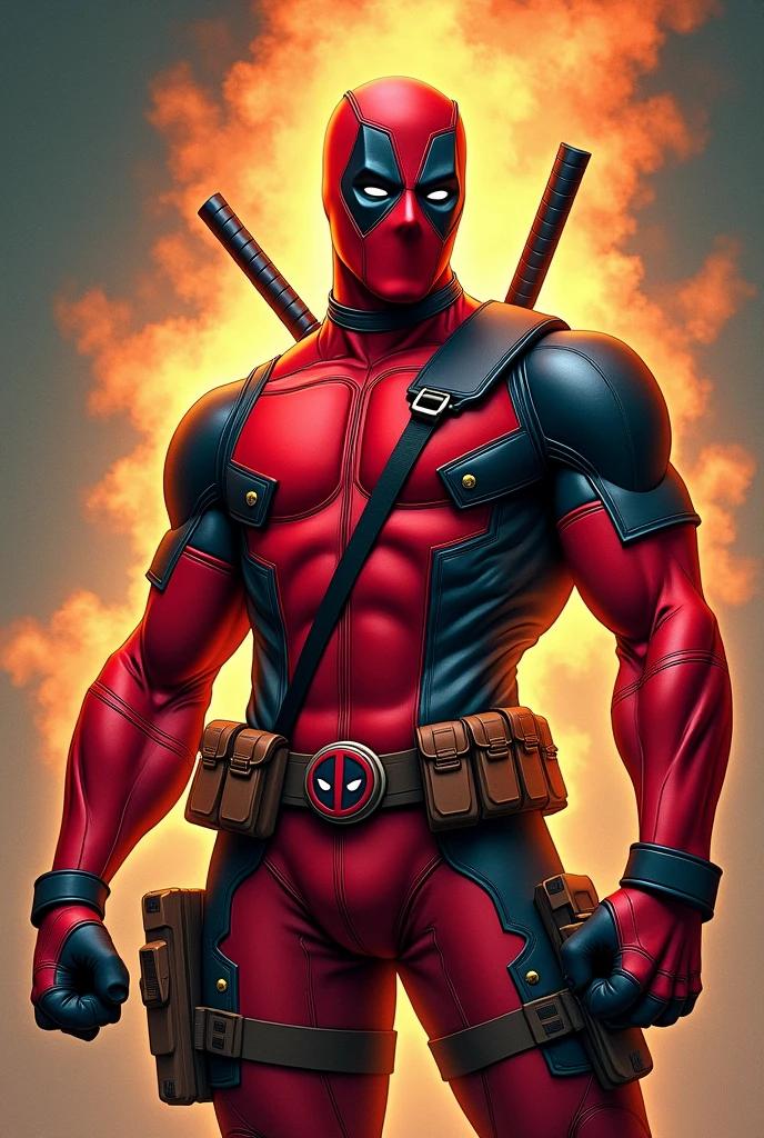 Deadpool with the symbol of lucky Trevor , five star and music symbol. Lucky, star, music . Deadpool like a gitanos with red clothing, powerful. Red. By: Sam Oca