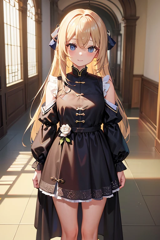 (work of art, best qualityer:1.2), standing alone, 1 girl, hair blonde, shoulder length hair, ssmile, looking ahead at viewer, ((比基尼:1.3)), chapel