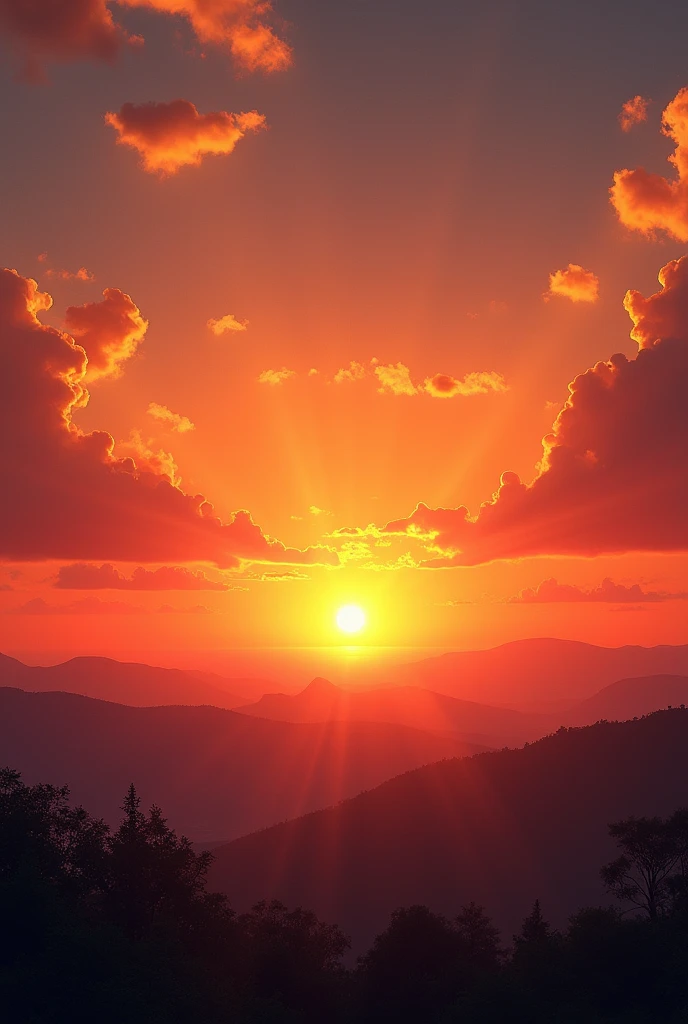 Sunset with orange horizon