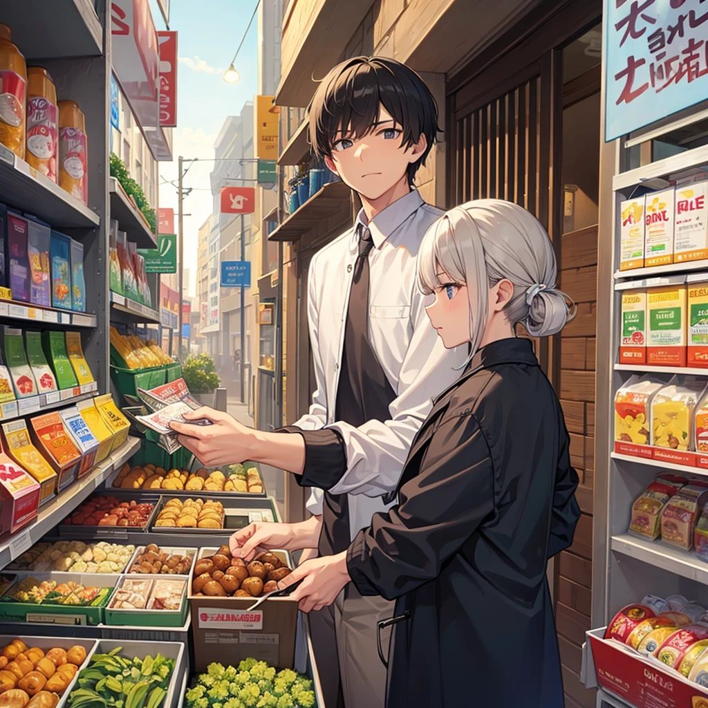 Man paying a minimarket cashier 