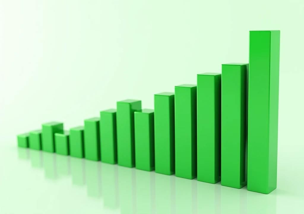 Bright green financial 50 bar chart image 