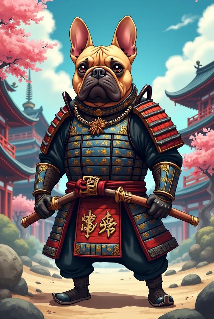 French Bulldog samurai anime