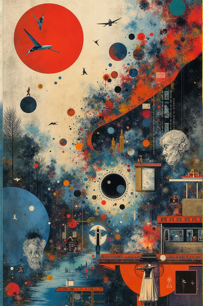 Design the cover of an A4 art catalogue as a whirlwind of images on the cover