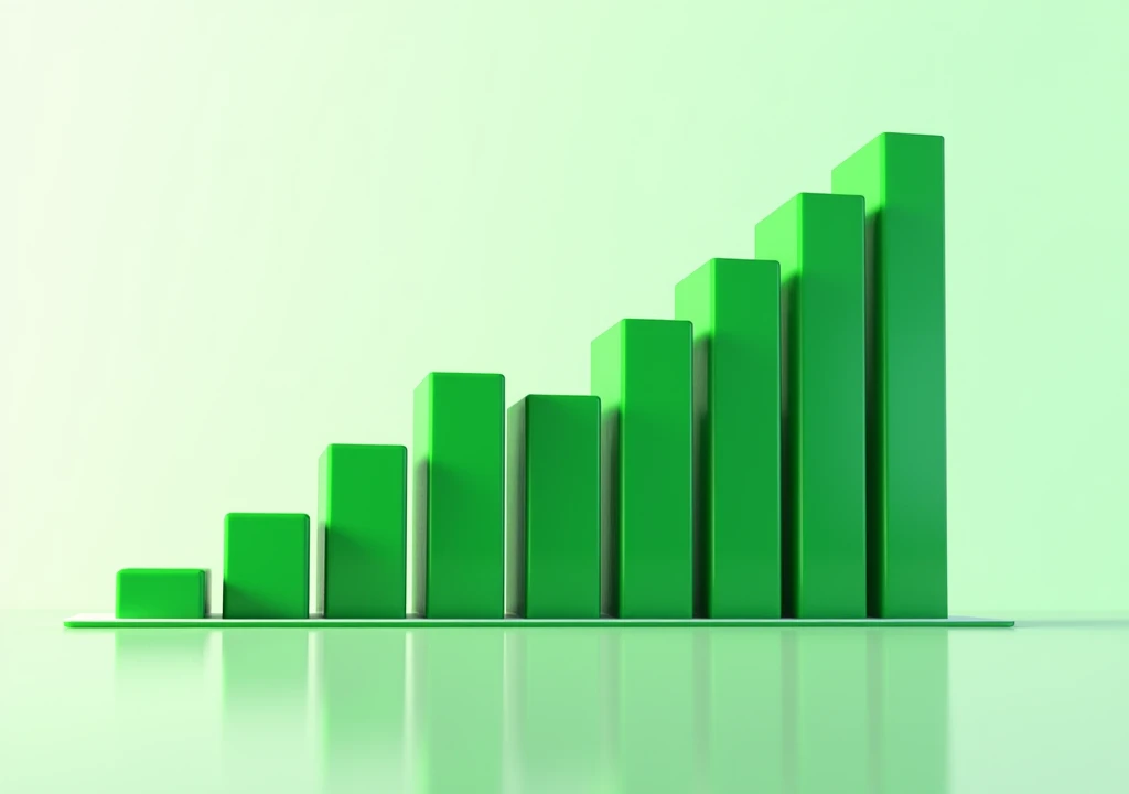 Bright green financial 50 bar chart image