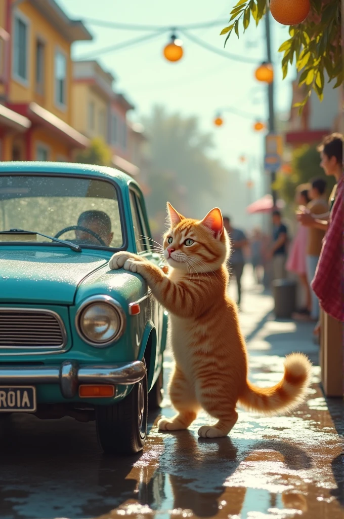 One cat car wash