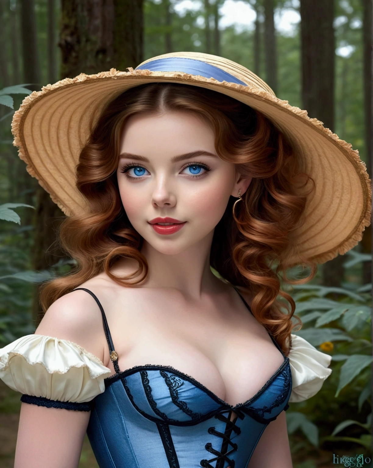 Beautiful Stunning Southern Belle. Face With Curly Copper-Red Ringlets Hair And Porcelain Skin Very Pale White Skin Tone Southern Beauty Southern Belle Dress With A Hoop Skirt, A Corset, Pantalettes, A Wide-Brimmed Straw Hat, And Gloves. Lovely Beautiful And Serving Curvy Body Hourglass Body Hourglass Body Types Small Waist Body Type Pretty Lovely Young Woman Big Delicate Cornflower Blue Eyes Soft Pretty Face Full Lips Beautiful Smile High Cheekbones Soft Blushing Cheeks Perfect Female Face Feminine. Adelaide Kane.