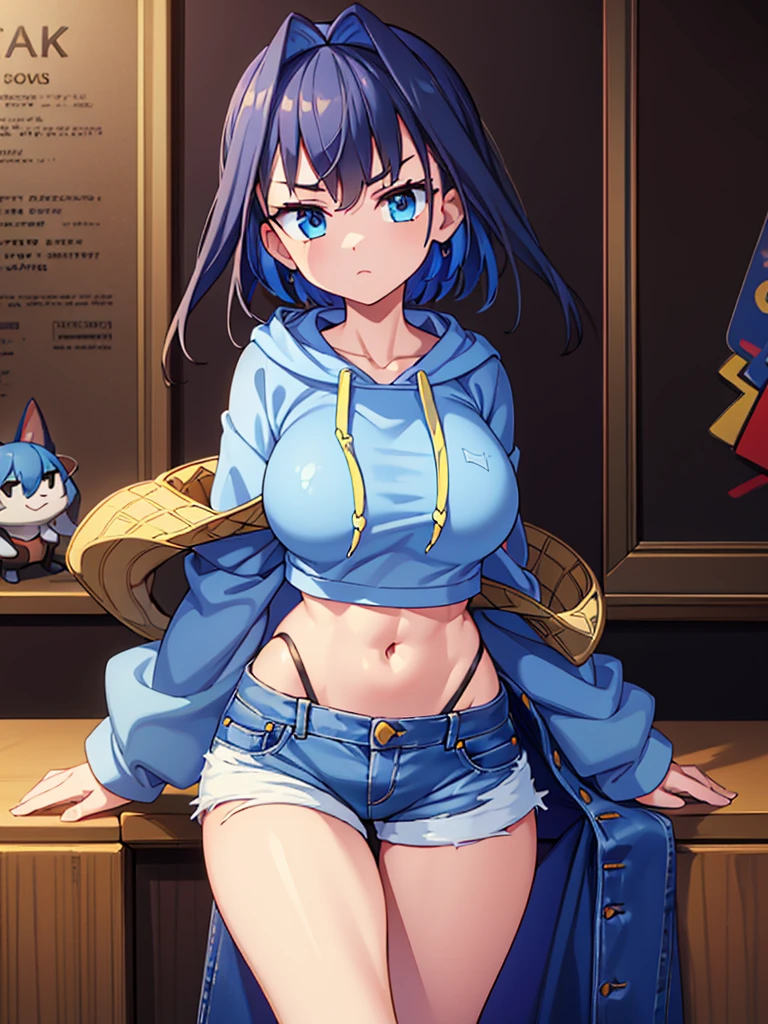 (( Bare Skin Hoodie )), (( Denim Shorts )), (( Action: Stroking Navel with Fingertips )), Park, Girl 1, Character: Full Body, Body:/, (Highlight Body Lines), Highlight Chest, (Perfect Hands), (Perfect Anatomy), (Perfect Body Structure), (Two Arms), (Two Legs). Quality:/, Masterpiece, Top Quality, High Resolution, Ultra High Resolution, Perfect Pixels, 4k, Super Detailed. Saturation:/, Studio Lighting, Sharp Focus, Bright Colors, Portrait, Warm Colors, Soft Lighting.