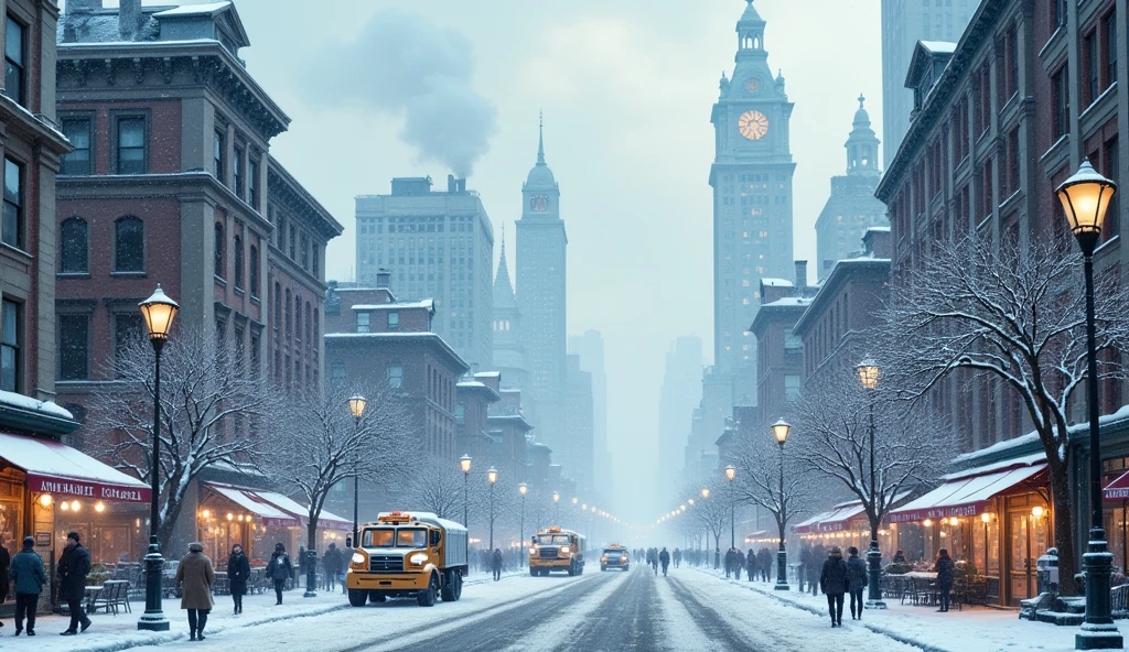 A city where it is snowing