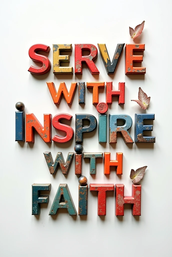 GENERATE THIS PHRASE WITH MAGAZINE LETTERS: SERVE WITH LOVE,
iNSPIRE WITH FAITH