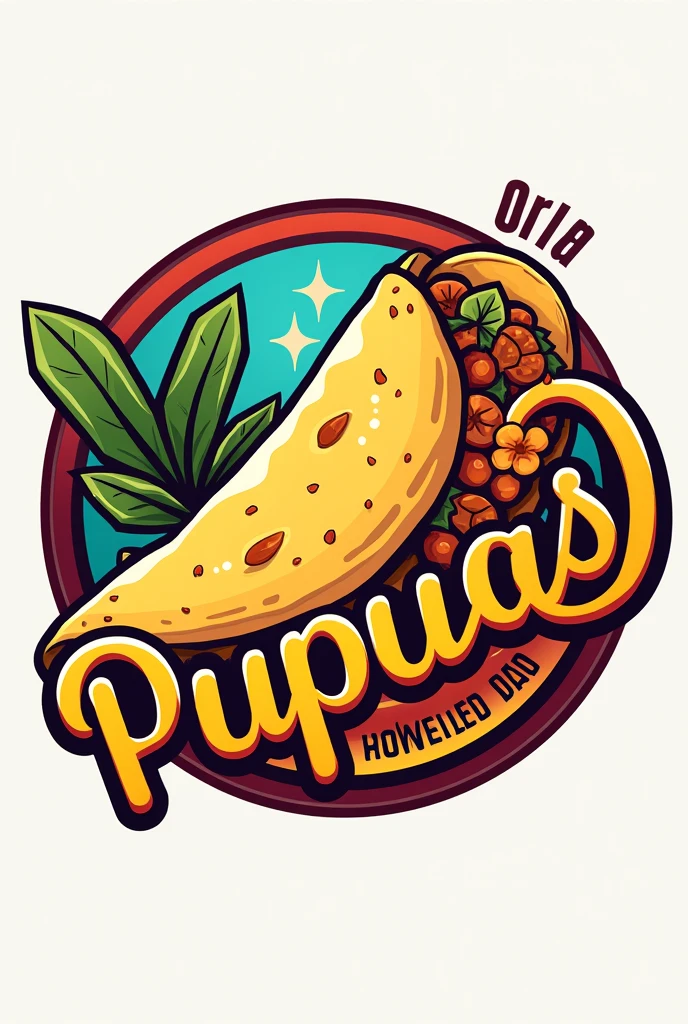 Generate a pupuseria logo that is eye-catching, unique and original