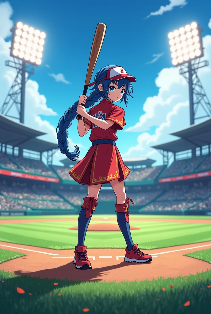 baseball field, 4K, high qualiy, rpg character, Anime Art
