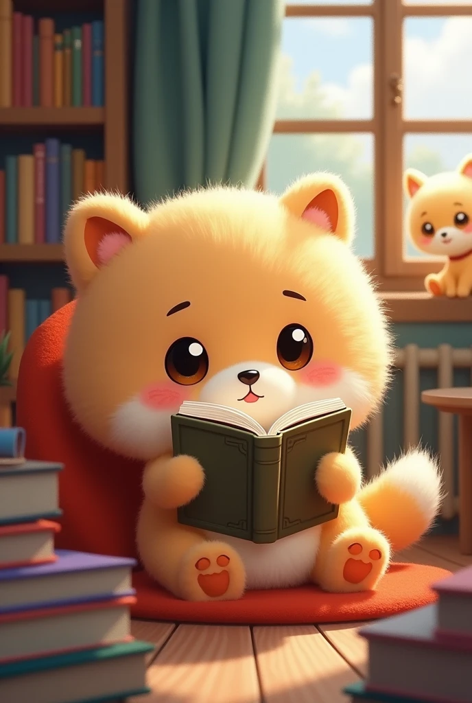 Stray kids' Puppym SKZOO reading a book