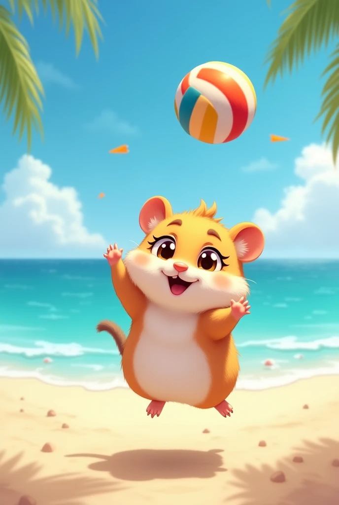 Crear un hamster animado jugando volleyball 
