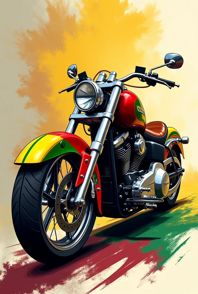 yellow red green and black rasta color motorcycle drawing