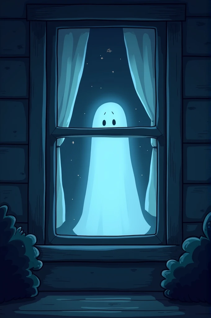 saw a ghost shadows through the back window in cartoon
