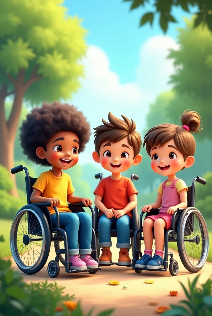 disabled children in a wheel