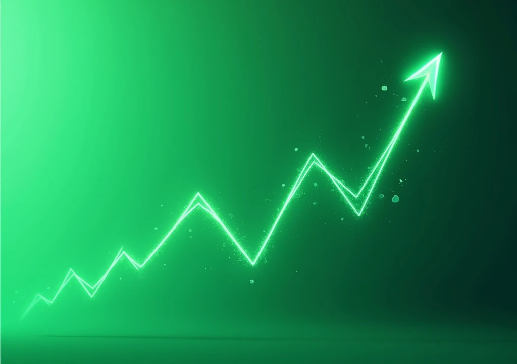 Stock market green line graph