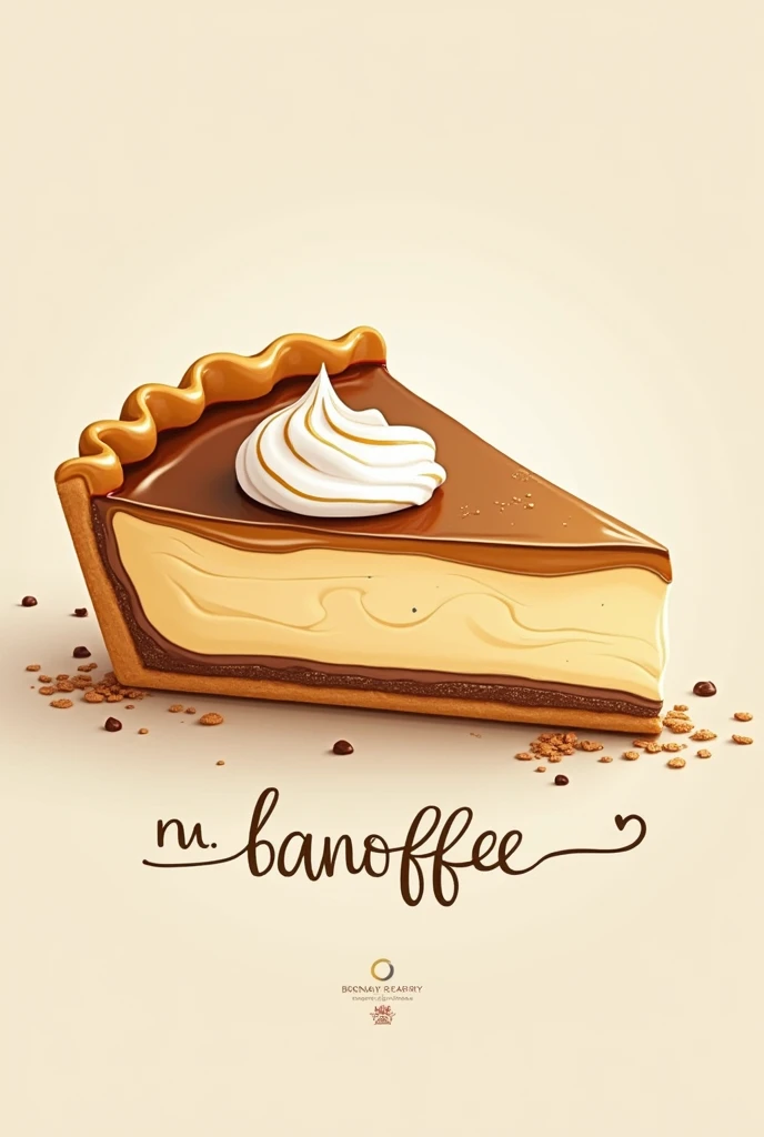 A stylish design featuring a stylized banoffee pie and the name “M. Banoffee” in a cursive font.