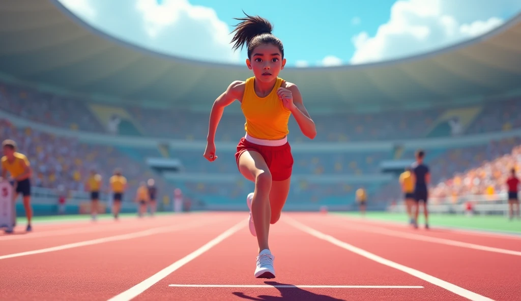 A girl running in an athletic race competition