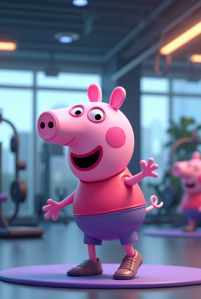 peppa pig doing exercises at the gym