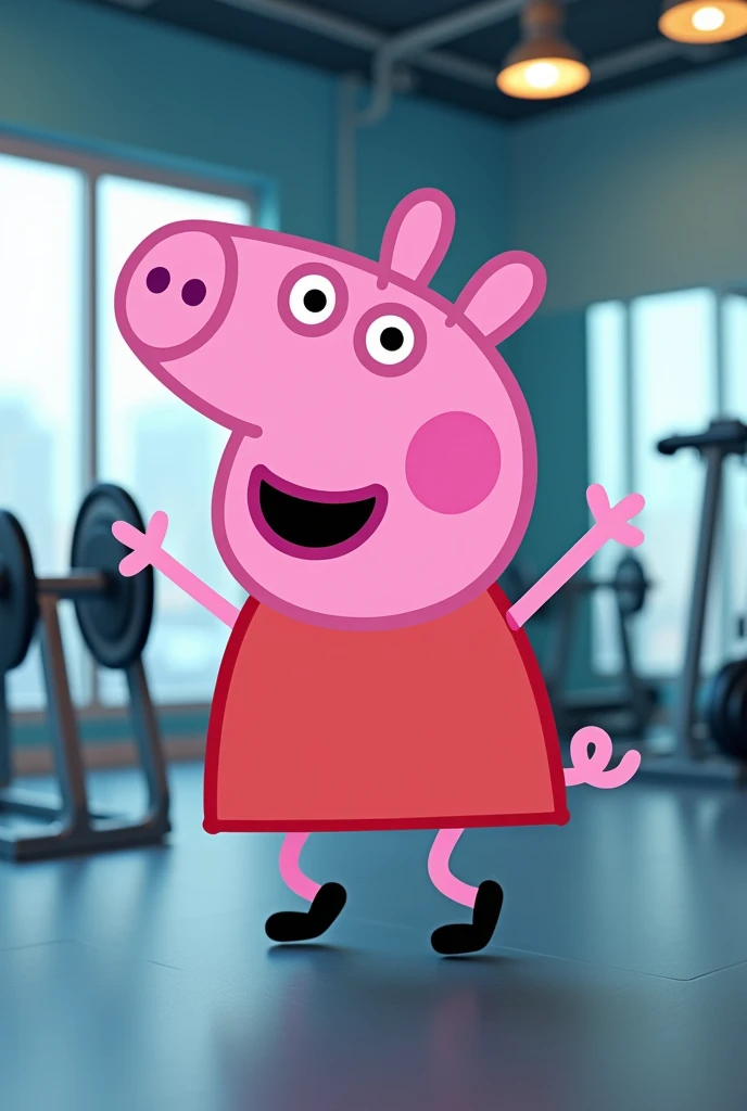 peppa pig doing exercises at the gym