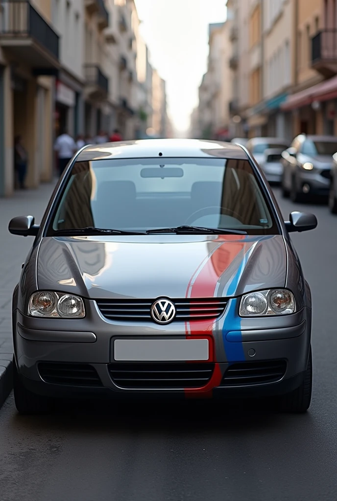 Volkswagen car model Gol generation 3 year 2002 color gray with stripes