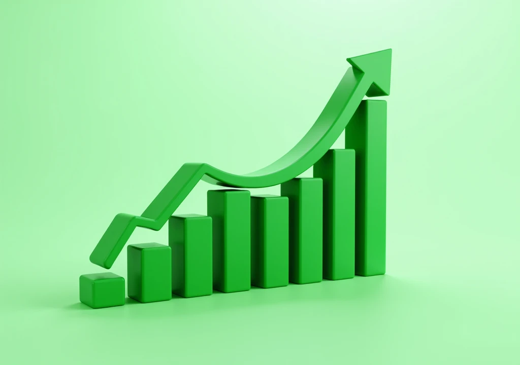 Stock market green graph bar