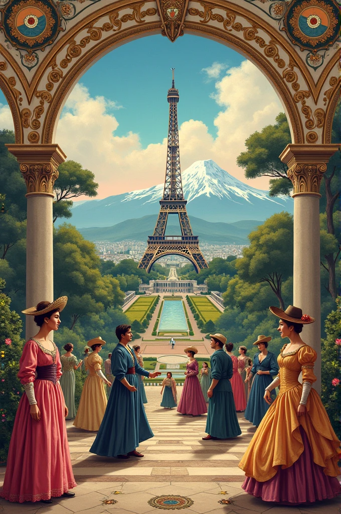 a renaissance wallpaper that fuses the main elements of paris bariloche and rj