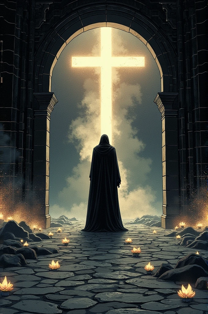 I would like to create a comic strip of a poem titled "black" of victory holy cross