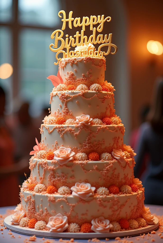 A stunning birthday cake with a caption "Happy Birthday Hasnida"