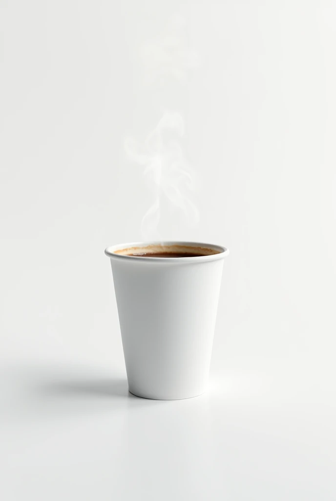 White cardboard cup with coffee on white background 