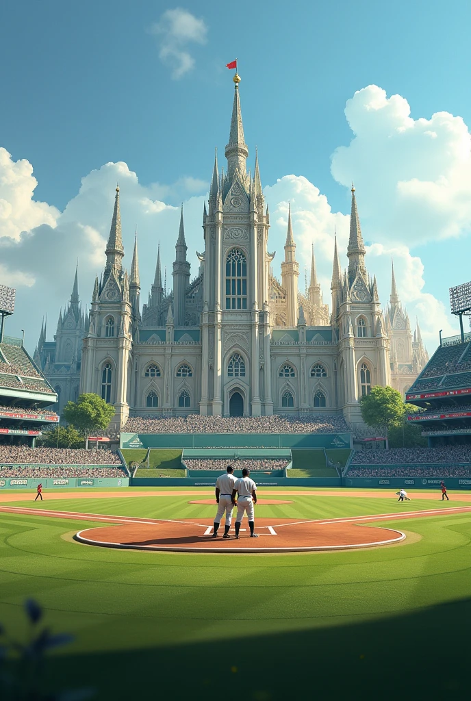baseball field, view of the palace, 4k high resolution