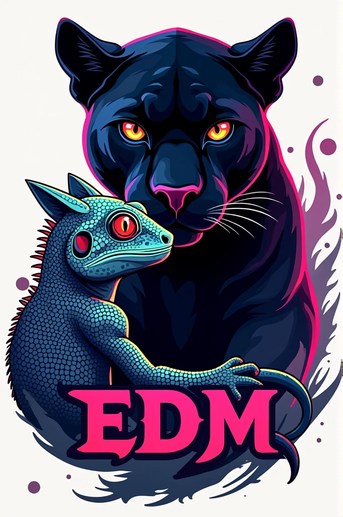 Logo of a panther next to a lizard, below the text EDM