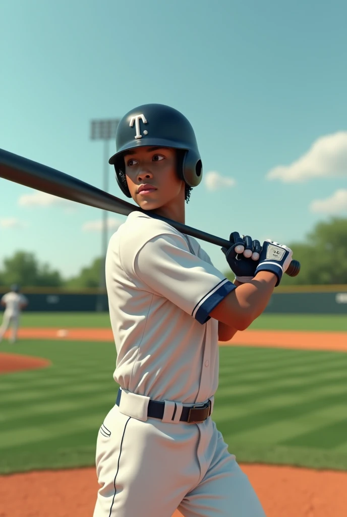 baseball field, camera focused on the player, 4k high resolution