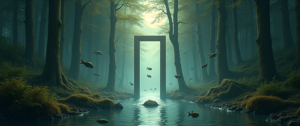 closed forest with an open door, when the river rises the fish fly