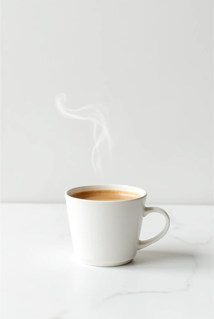White cardboard cup with cortado coffee on white background