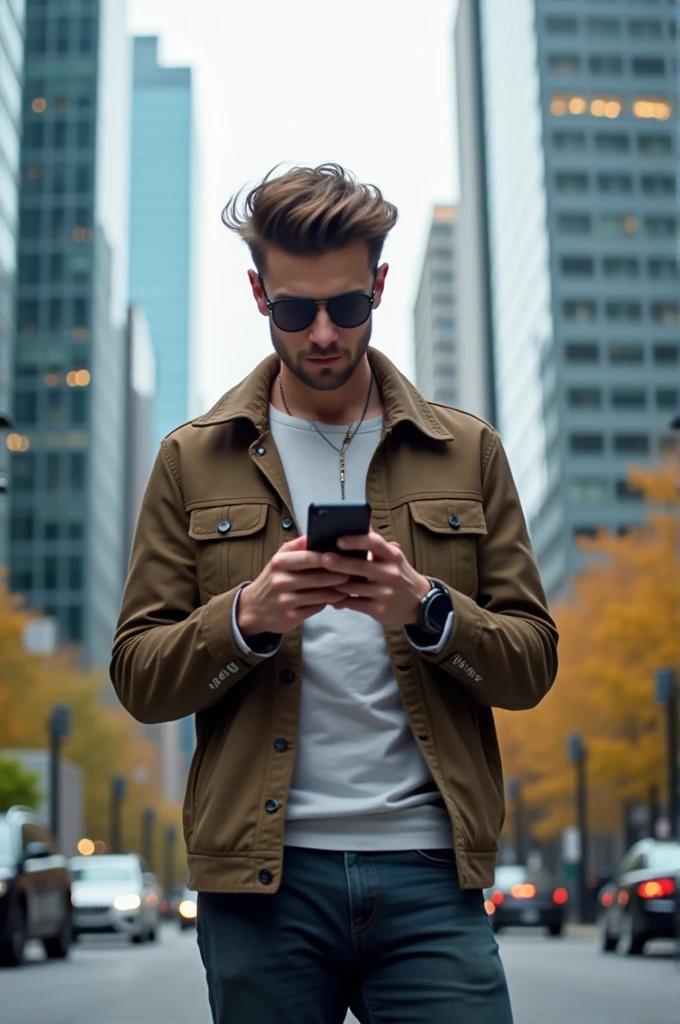 Make a person with a phone in hand