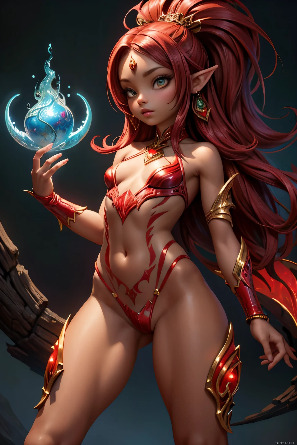 girl with small breasts, with exotic red clothing, dark ebony skin, round and butt, Epic Fantasy Art Style HD, 4K fantasy art, epic fantasy digital art style, epic fantasy art style, Fantasy Woman, epic fantasy art portrait, Epic fantasy style,slender body,childshi body, hyperrealistic fantasy art, hd fantasy art, Epic fantasy character art, epic fantasy art, in style of dark fantasy art, epic fantasy digital art, (iluminación cinematográfica :1.4), (estilo encaje lingerie red:1.4)