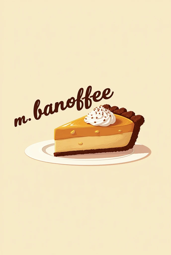 A stylish design featuring a stylized banoffee pie and the name “M. Banoffee” in a cursive font.