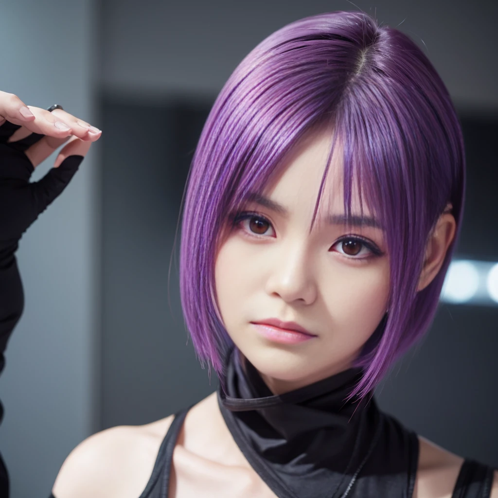 Purple hair Short hair Ninja Red eyes