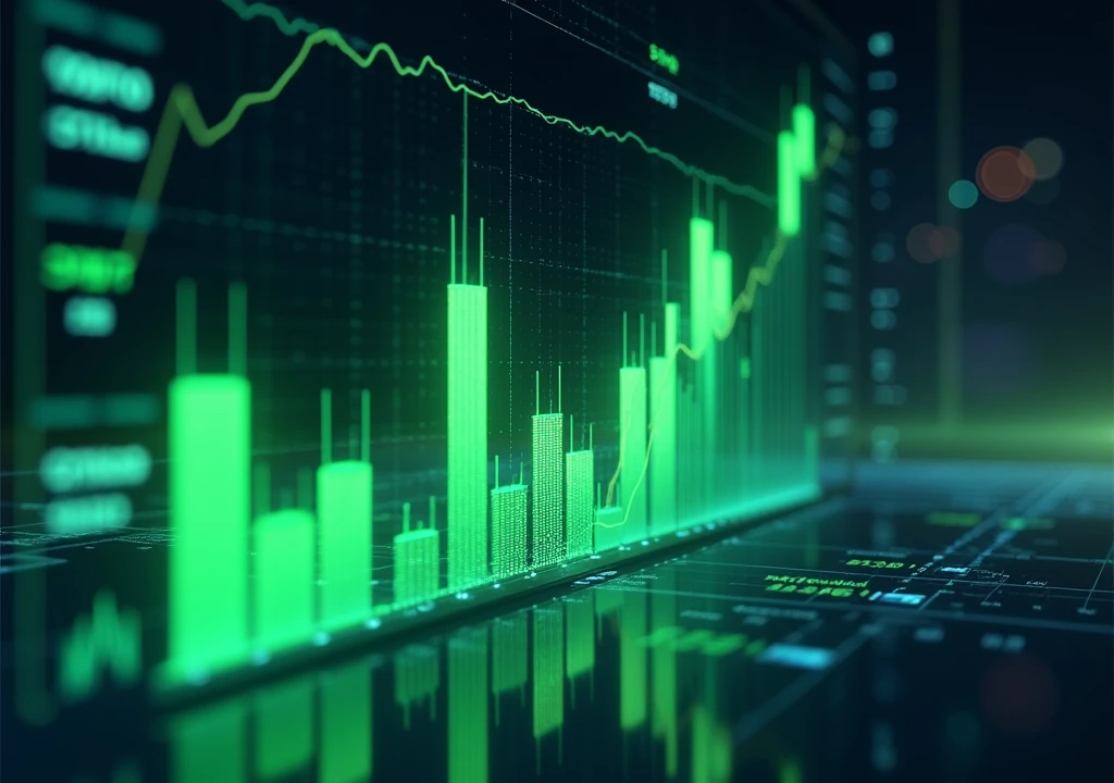 Stock market green graphic chat bar

