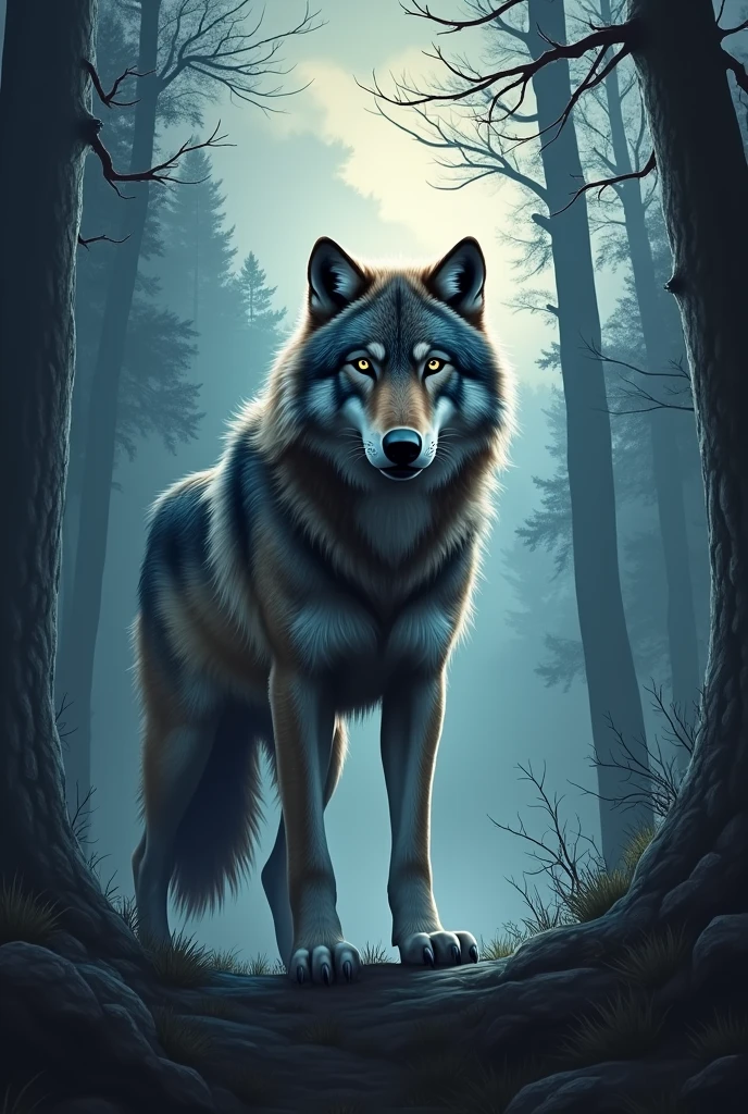 book cover with wolf theme